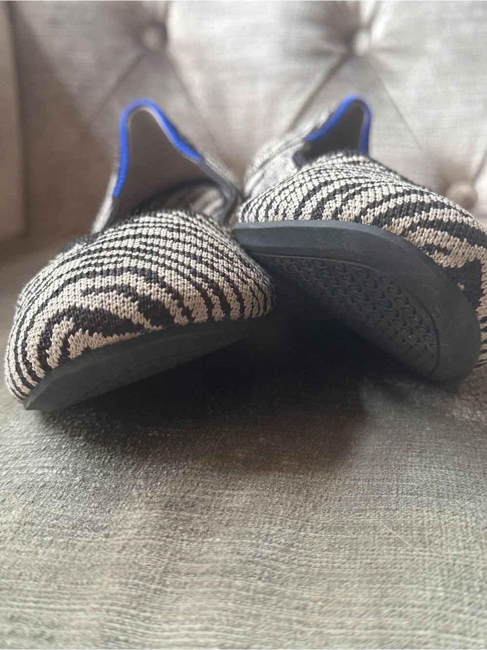 Rothy's The Flat Grey & Black Zebra Print Knit Ballet Flats Size 7.5